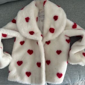 White and Red Heart Kids Jacket